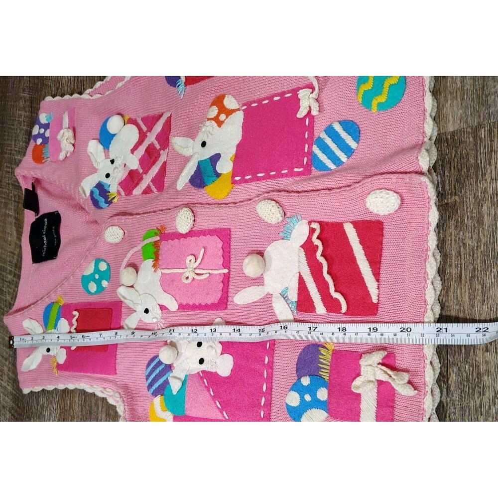 Michael Simon Womens Easter Bunny Sweater Vest Size S Egg Novelty Kitsch Spring - Picture 11 of 13